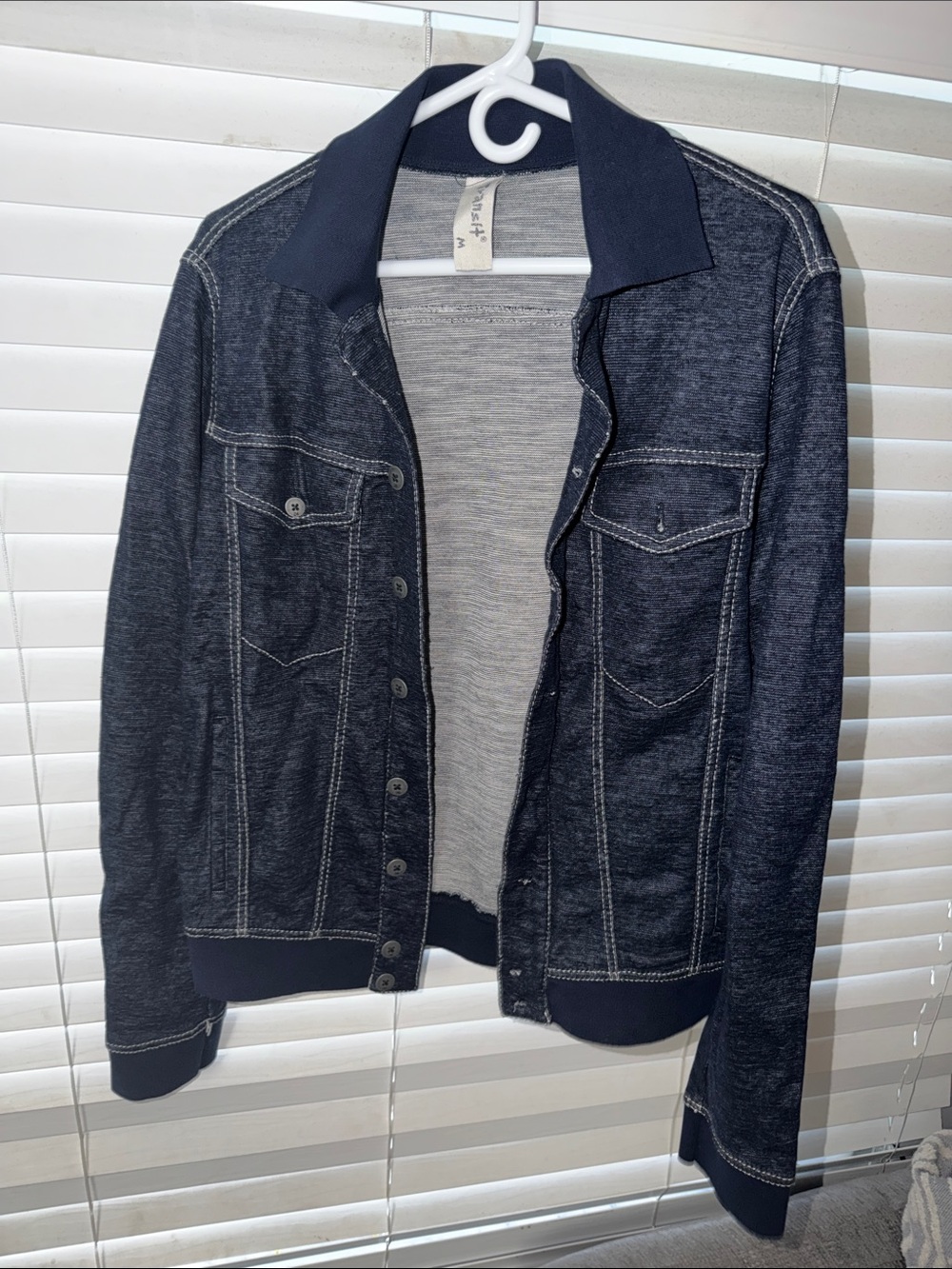 Men's Lightweight Button-Front Shirt Jacket in Dark Navy